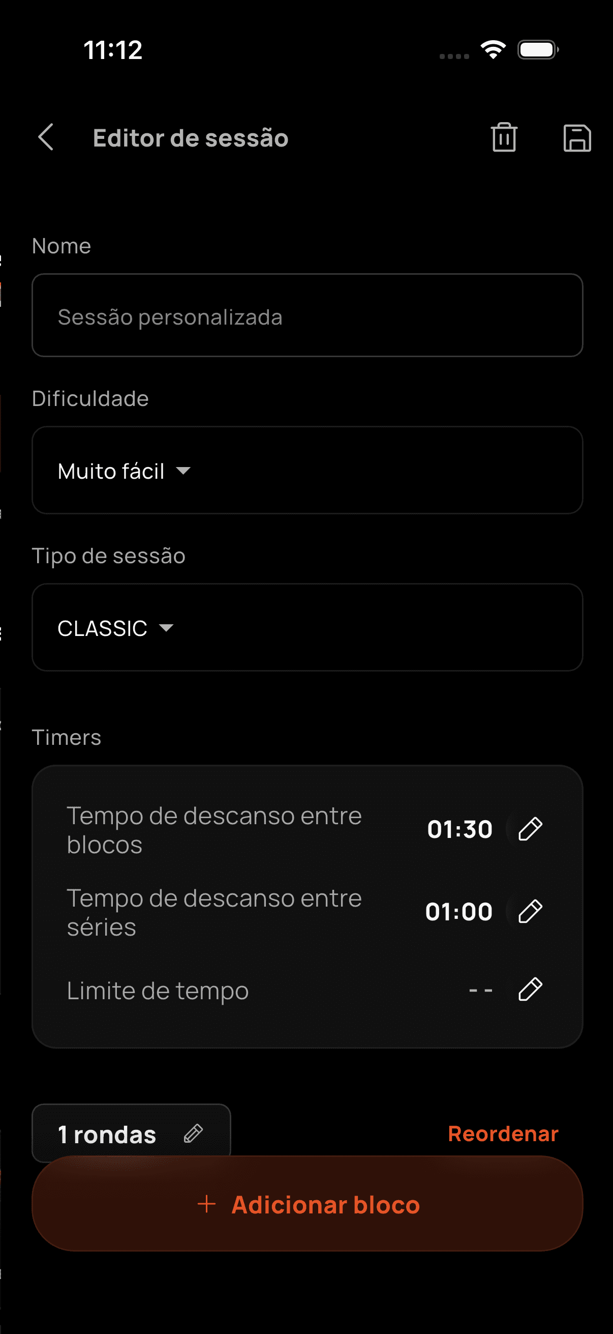 Criador de sessões