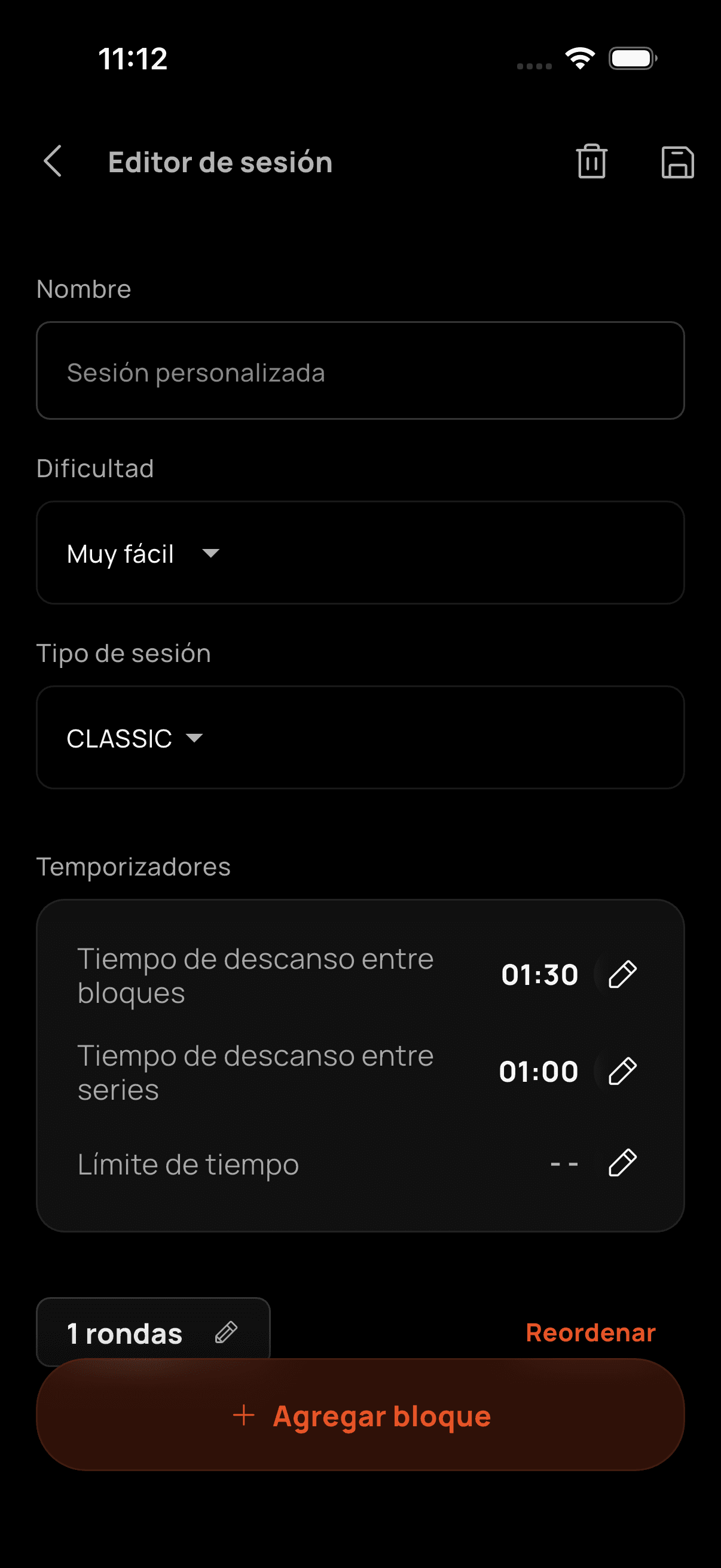 Creador de sesiones
