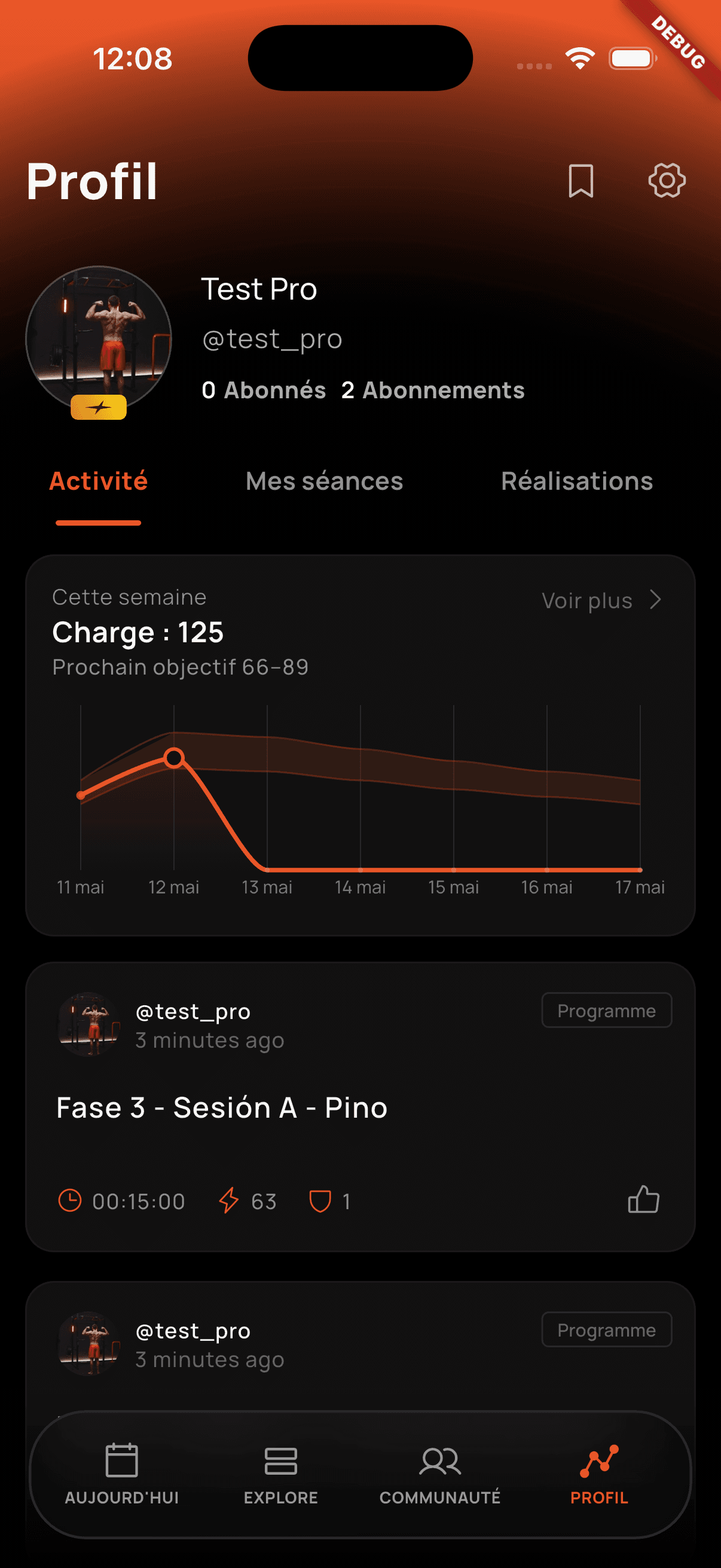 Sections du profil