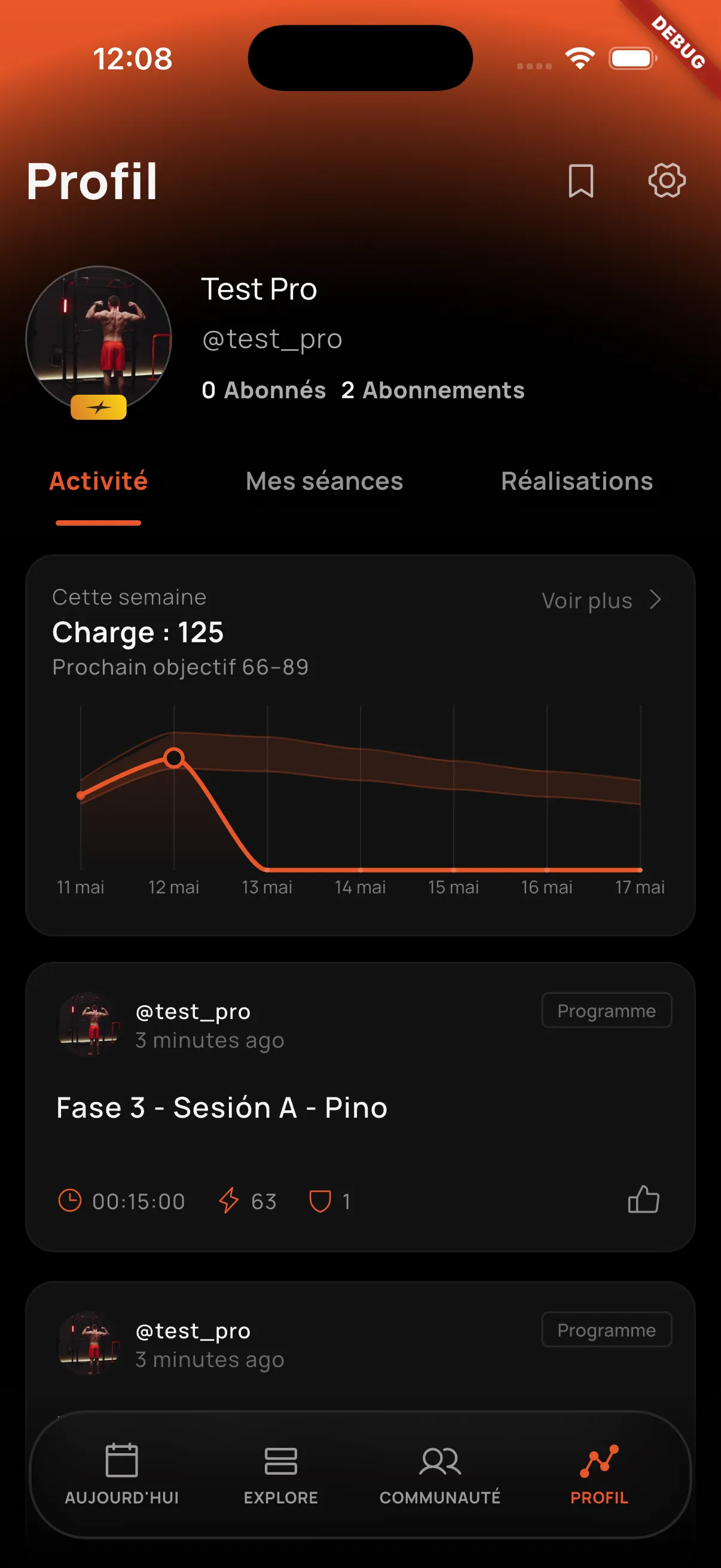 Sections du profil