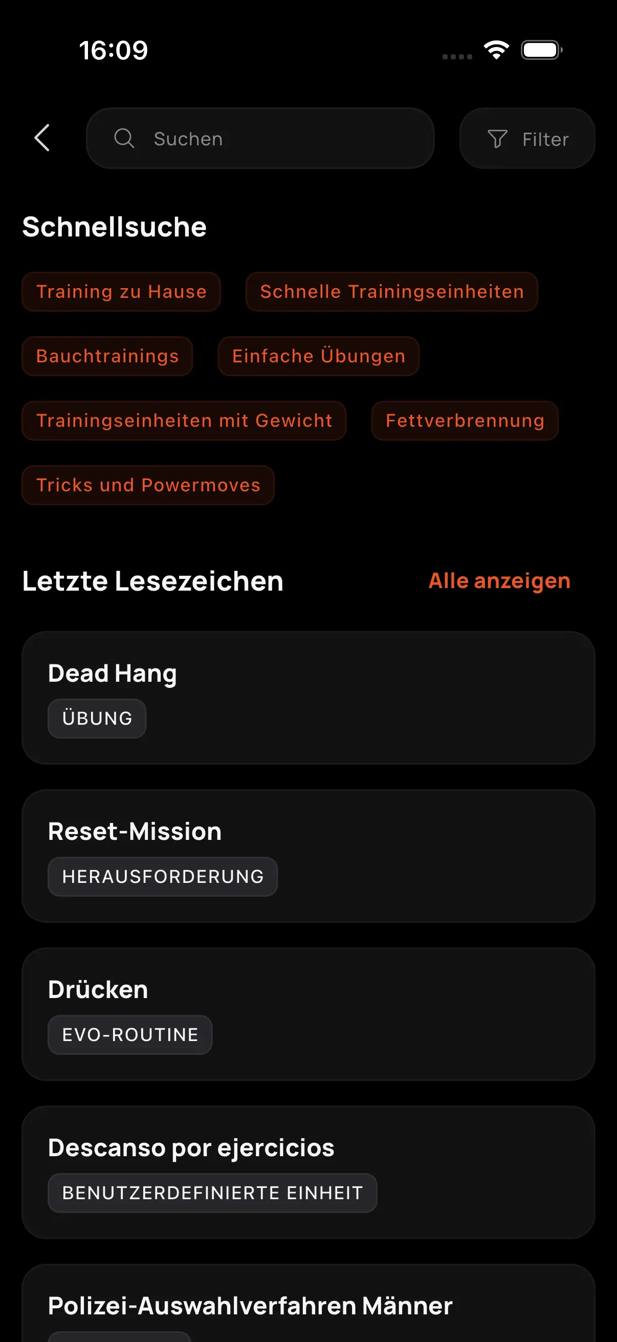 Trainingssuche