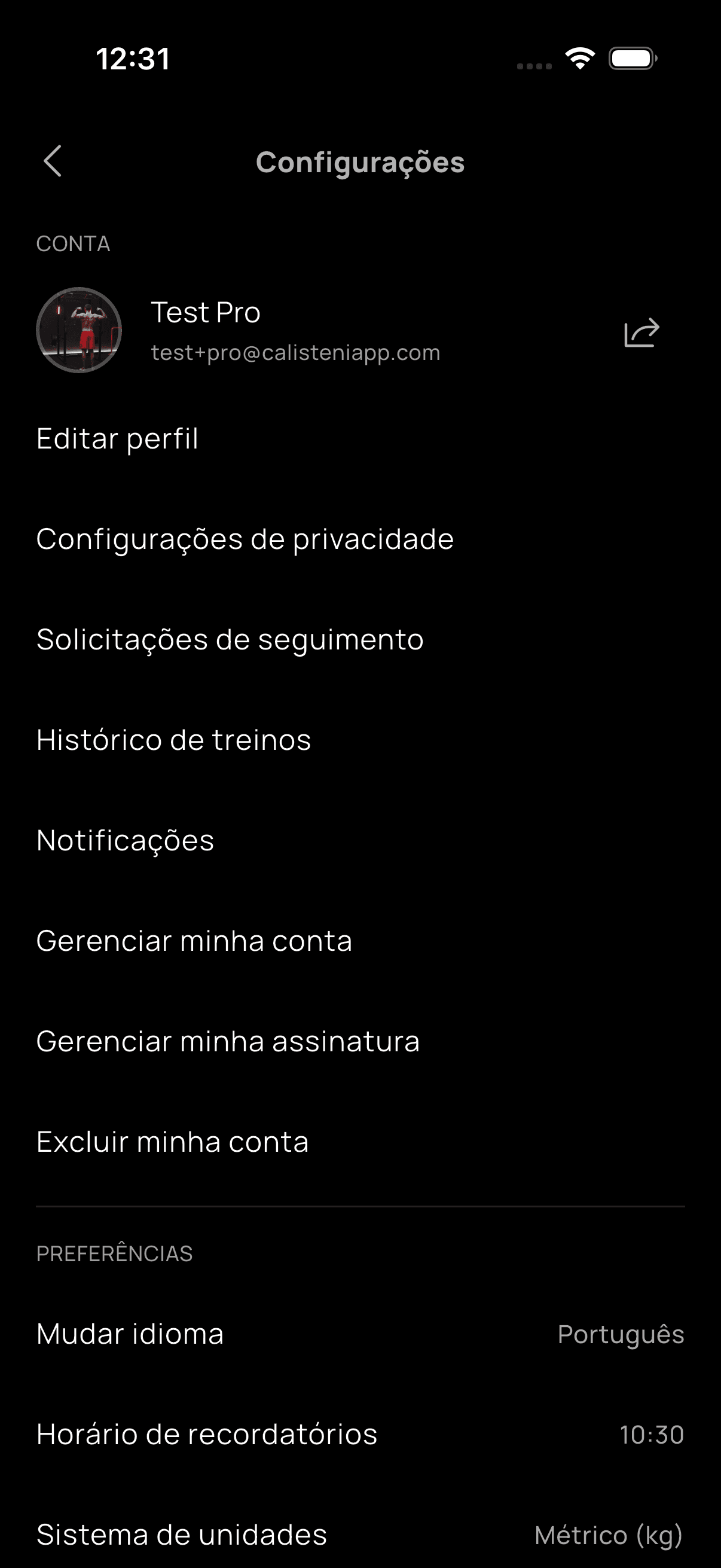 Configurações
