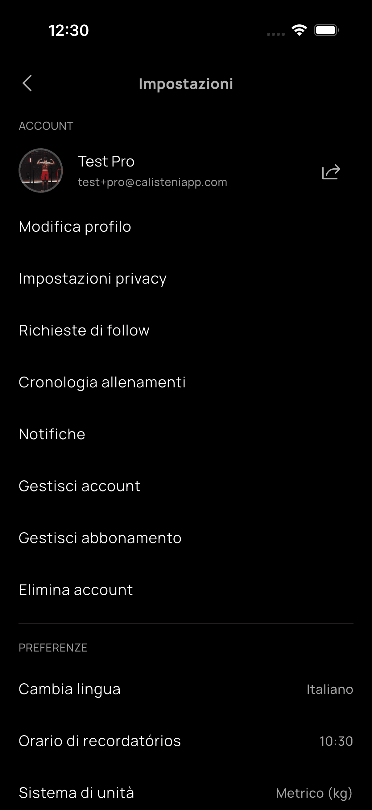 Impostazioni