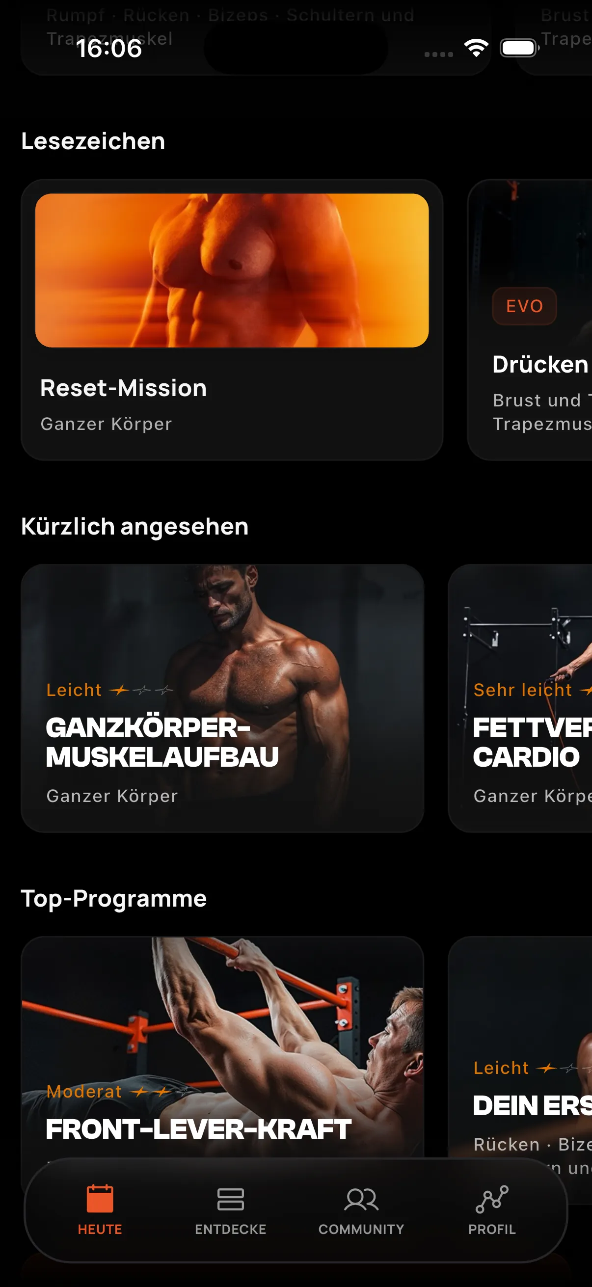 Empfohlene und kürzliche Inhalte